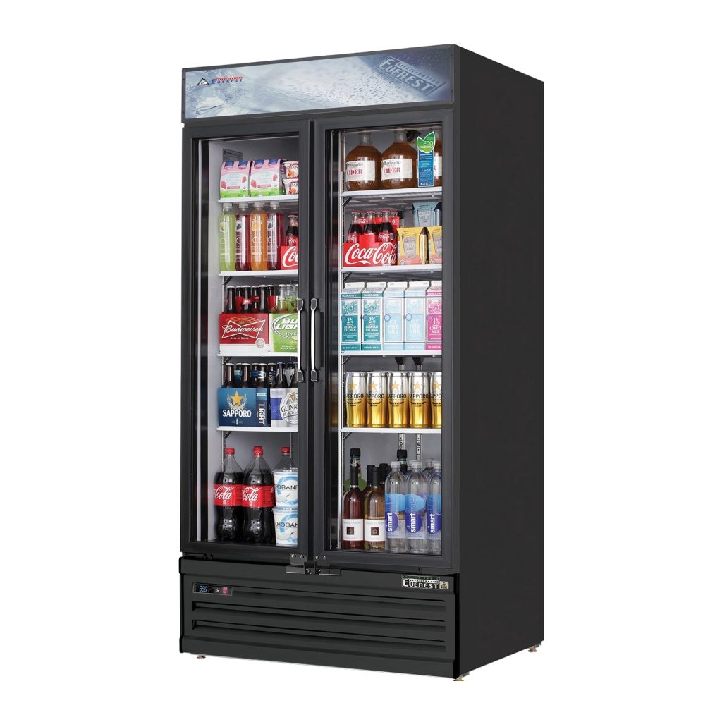 Everest EMSGR33B 39 3/8″ Black 36 cu. ft Refrigerator Merchandiser, 2 Glass Doors