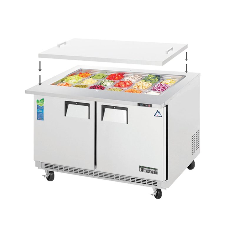 Everest EOTP2 47 1/2" Acero inoxidable Refrigerador de preparación de aire libre, 2 puertas sólidas