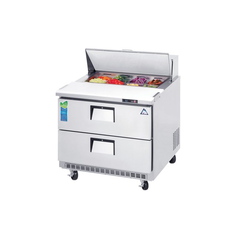 Everest EPBNSR2-D2 35 5/8" Acero Inoxidable Refrigerador de Mesa para Sandwiches y Ensaladas Saladas con 2 Cajones