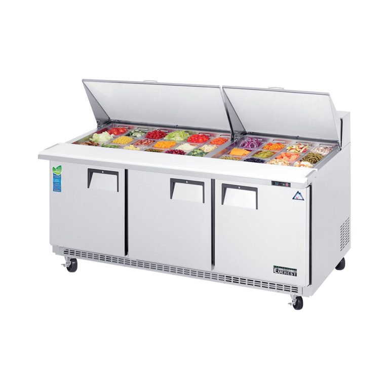 Everest EPBR3 71 1/8" Acero Inoxidable Mega Top Sandwich Salad Prep Table, 3 Puertas Fijas