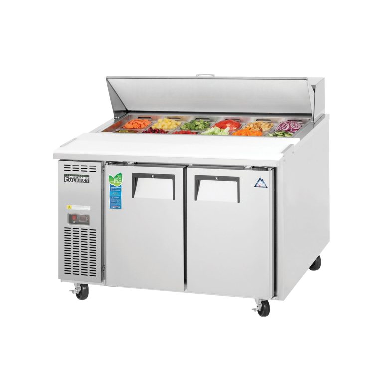 Everest EPR2 47 1/2" Acero Inoxidable Refrigerador de Mesa de Preparación de Sandwich, 2 Puertas Solidas