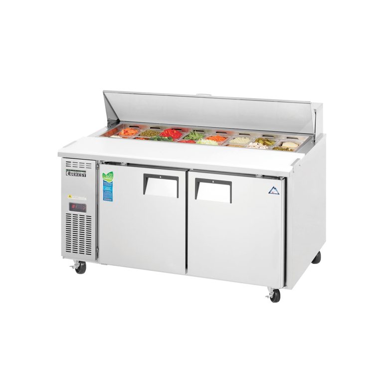 Everest EPWR2 59 1/8" Acero Inoxidable Refrigerador de Mesa de Preparación de Sandwich, 2 Puertas Solidas