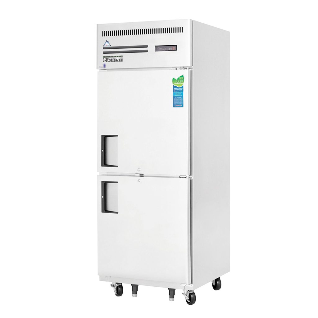 Everest ESFH2 29 1/4″ Stainless Steel 23 cu. ft Reach-In Freezer, 2 Solid Half Doors, Top Mount