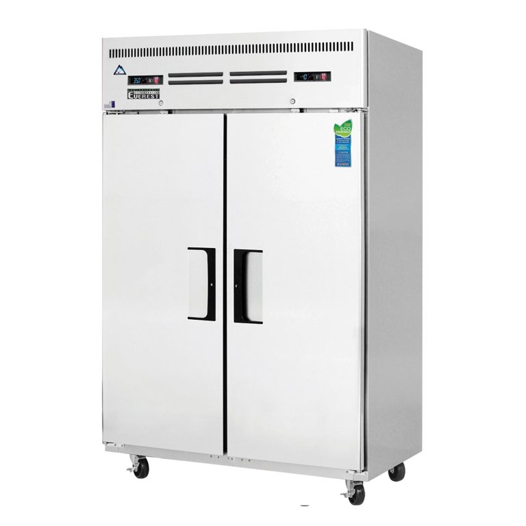 Everest ESRF2A 49 5/8" de acero inoxidable refrigerador/congelador de paso, 2 puertas sólidas completas, montaje superior