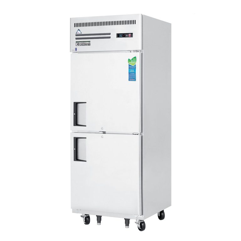 Everest ESRH2 29 1/4" Acero Inoxidable 23 pies cúbicos Refrigerador de Entrada, 2 Puertas Completas a Medio Tamaño, Montaje Superior