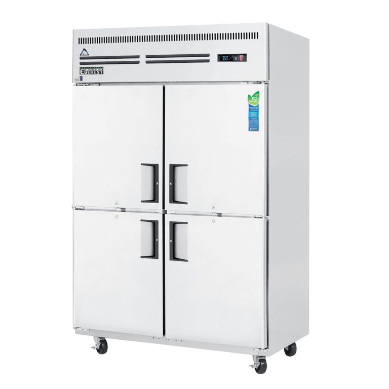 Everest ESRH4 49 5/8" Acero Inoxidable 48 pies cúbicos Refrigerador de Entrada, 4 Puertas Completas a Medio Tamaño, Montaje Superior