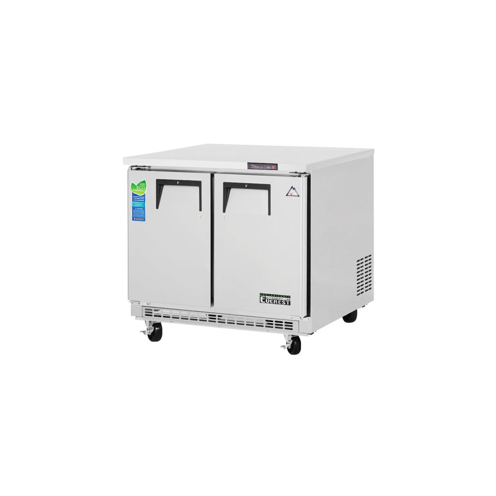Everest ETBSF2 35 5/8″ Stainless Steel 10 cu. ft Undercounter Freezer, 2 Solid Doors