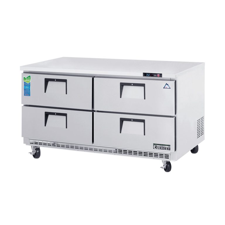 Everest ETBWR2-D4 59 1/4" Acero Inoxidable 18 pies cúb. Refrigerador Subfrente, 4 Cajones