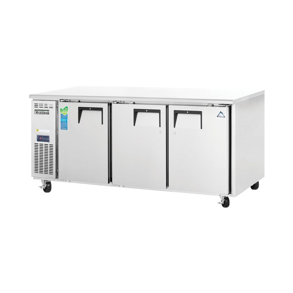 Everest ETR3 71 1/8″ Stainless Steel 22 cu. ft Undercounter Refrigerator, 3 Solid Doors