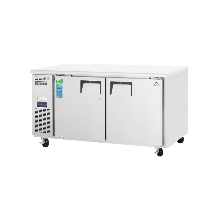 Everest ETWF2 59 1/4" Acero Inoxidable Congelador de Bajo Cuenta de 18 pies cúbicos, 2 Puertas Solidas