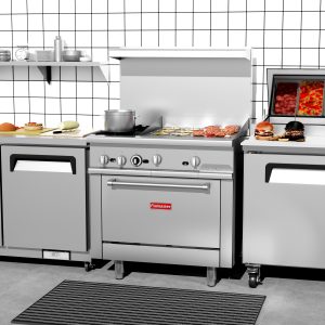 Flamaster FLM-R36-24MG 36” NG/LPG Commercial Gas Range, 2 Open Burners & 24” Griddle, Standard Oven, 153,000 BTU