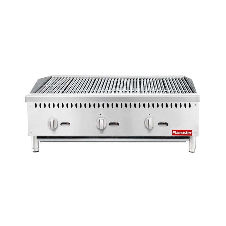 Flamaster FLM-CB36-M 36″ Countertop Gas Charbroiler, NG/LPG, 105,000 BTU, 3 Burners