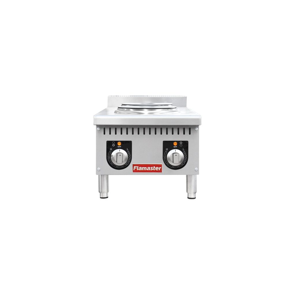 Flamaster FLM-EHP15 15″ Commercial Electric Hot Plate – 2 Burners, 208V, 1 Phase