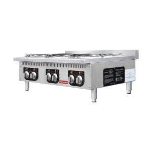 Flamaster FLM-EHP36 36″ Commercial Electric Hot Plate – 6 Burners, 208V, 3 Phase