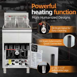 Flamaster FLM-F4-LP 15 1/2″ Liquid Propane Floor Fryer, 40-50 lb, 4 Tubes, 120,000 BTU