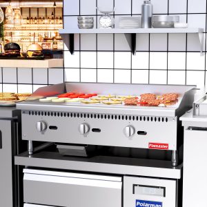 Flamaster FLM-G36-M 36″ Countertop Griddle with Manual Control, NG/LPG, 90,000 BTU, 3 Burners