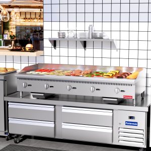 Flamaster FLM-G60-M 60″ Countertop Griddle with Manual Control, NG/LPG, 150,000 BTU, 5 Burners