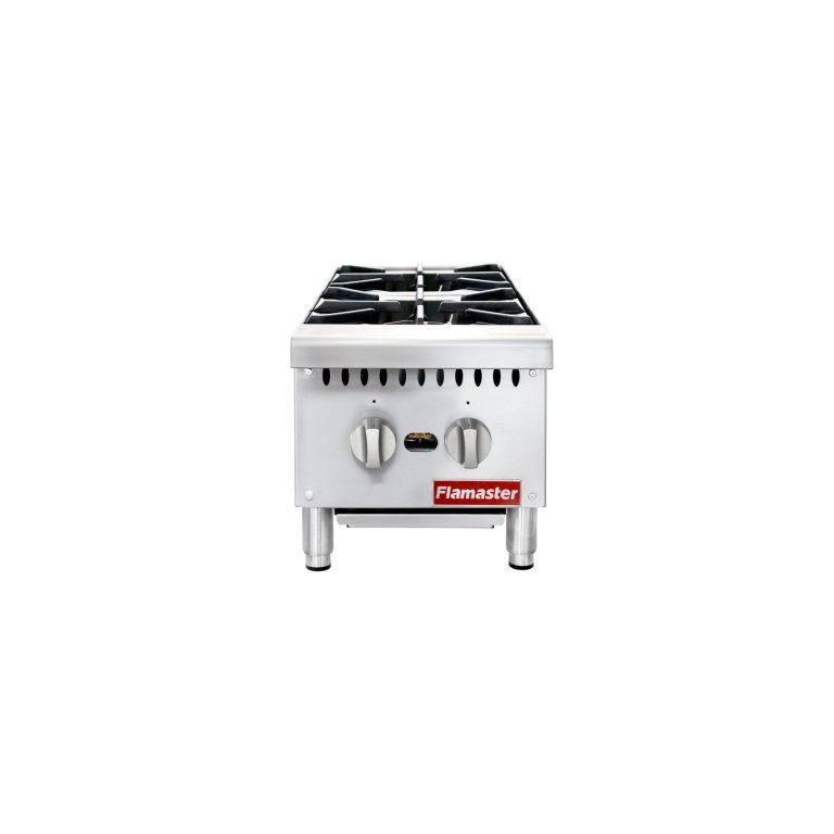 Flamaster FLM-HP12-M 12″ Countertop Gas Hot Plate, NG/LPG, 50,000 BTU, 2 Burners