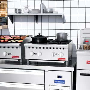 Flamaster FLM-HP24-M 24″ Countertop Gas Hot Plate, NG/LPG, 100,000 BTU, 4 Burners