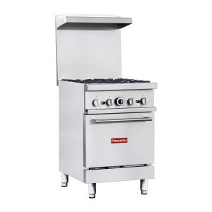 Flamaster FLM-R24 24” NG/LPG Commercial Gas Range, 4 Open Burners, Standard Oven, 153,000 BTU