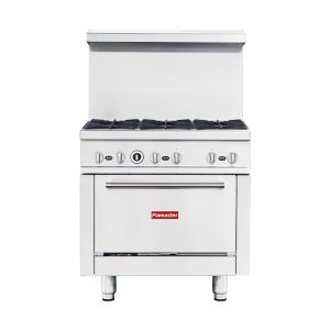 Flamaster FLM-R36 36” NG/LPG Commercial Gas Range, 6 Open Burners, Standard Oven, 213,000 BTU