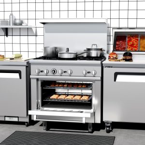Flamaster FLM-R36 36” NG/LPG Commercial Gas Range, 6 Open Burners, Standard Oven, 213,000 BTU