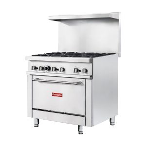Flamaster FLM-R36 36” NG/LPG Commercial Gas Range, 6 Open Burners, Standard Oven, 213,000 BTU