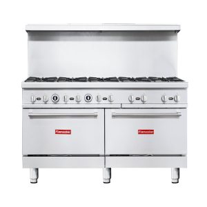 Flamaster FLM-R60 60” NG/LPG Commercial Gas Range, 10 Open Burners, 2 Standard Ovens, 366,000 BTU