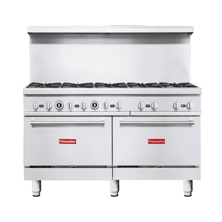 Flamaster FLM-R60 60” NG/LPG Commercial Gas Range, 10 Open Burners, 2 Standard Ovens, 366,000 BTU