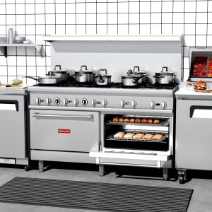 Flamaster FLM-R60 60” NG/LPG Commercial Gas Range, 10 Open Burners, 2 Standard Ovens, 366,000 BTU