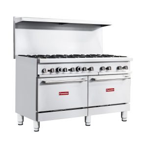 Flamaster FLM-R60 60” NG/LPG Commercial Gas Range, 10 Open Burners, 2 Standard Ovens, 366,000 BTU