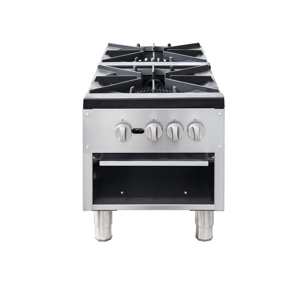 Flamaster FLM-SP-2 18” NG/LPG Stock Pot Range, 2 Three Ring Burners, 160,000 BTU