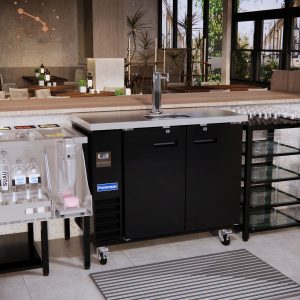 Polarman PLM-BCBD2-1 49 1/8″ Double Tap Direct Draw Kegerator Beer Dispenser with 2 Solid Doors, 12.5 cu. ft.