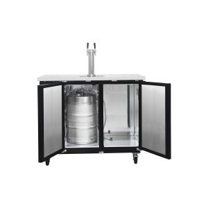 Polarman PLM-BCBD2-1 49 1/8″ Double Tap Direct Draw Kegerator Beer Dispenser with 2 Solid Doors, 12.5 cu. ft.