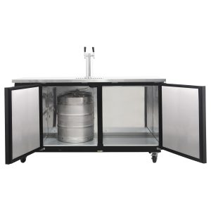 Polarman PLM-BCBD3-1 61 1/16″ Double Tap Direct Draw Kegerator Beer Dispenser with 2 Solid Doors, 16.6 cu. ft.