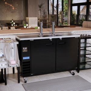 Polarman PLM-BCBD3-2 61 1/16″ Dual Single-Tap Direct Draw Kegerator Beer Dispenser with 2 Solid Doors, 16.6 cu. ft.