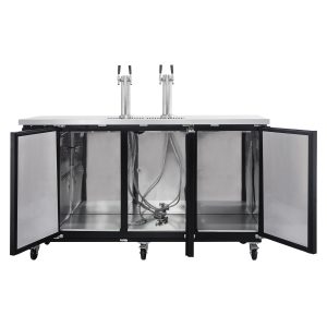 Polarman PLM-BCBD4-2 73 1/16″ Dual Double-Tap Direct Draw Kegerator Beer Dispenser with 3 Solid Doors, 20.8 cu. ft.