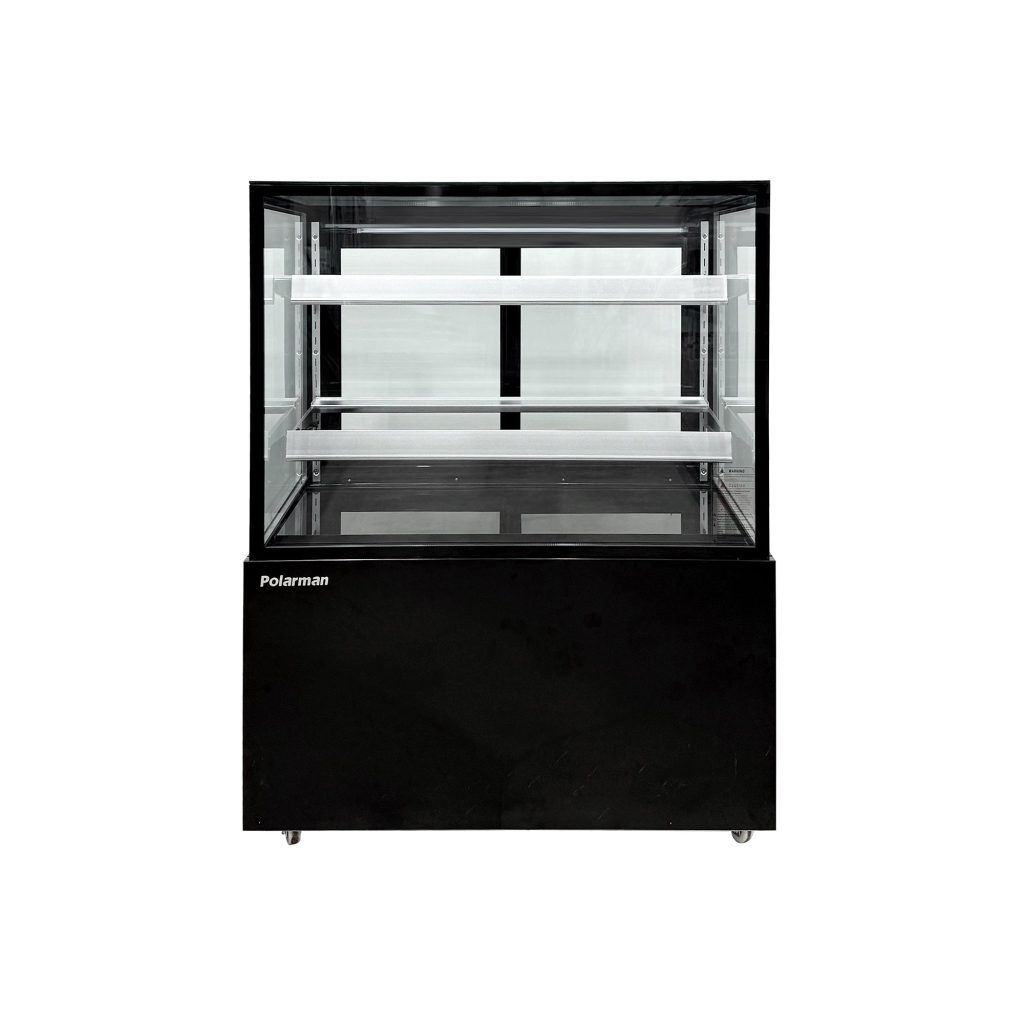 Polarman PLM-270SB 36″ Black 2-Shelf Square Glass Refrigerated Bakery Display Case