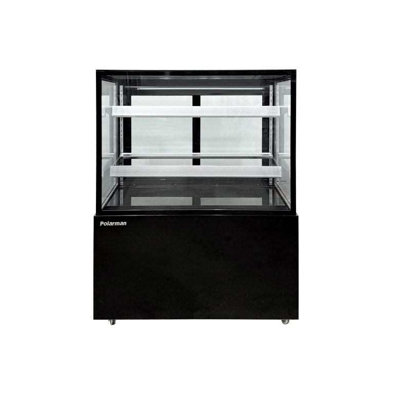 Polarman PLM-270SB 36" Negro 2-Estantes Cuadrado De Vidrio Refrigerador Para Mostrar Panadería