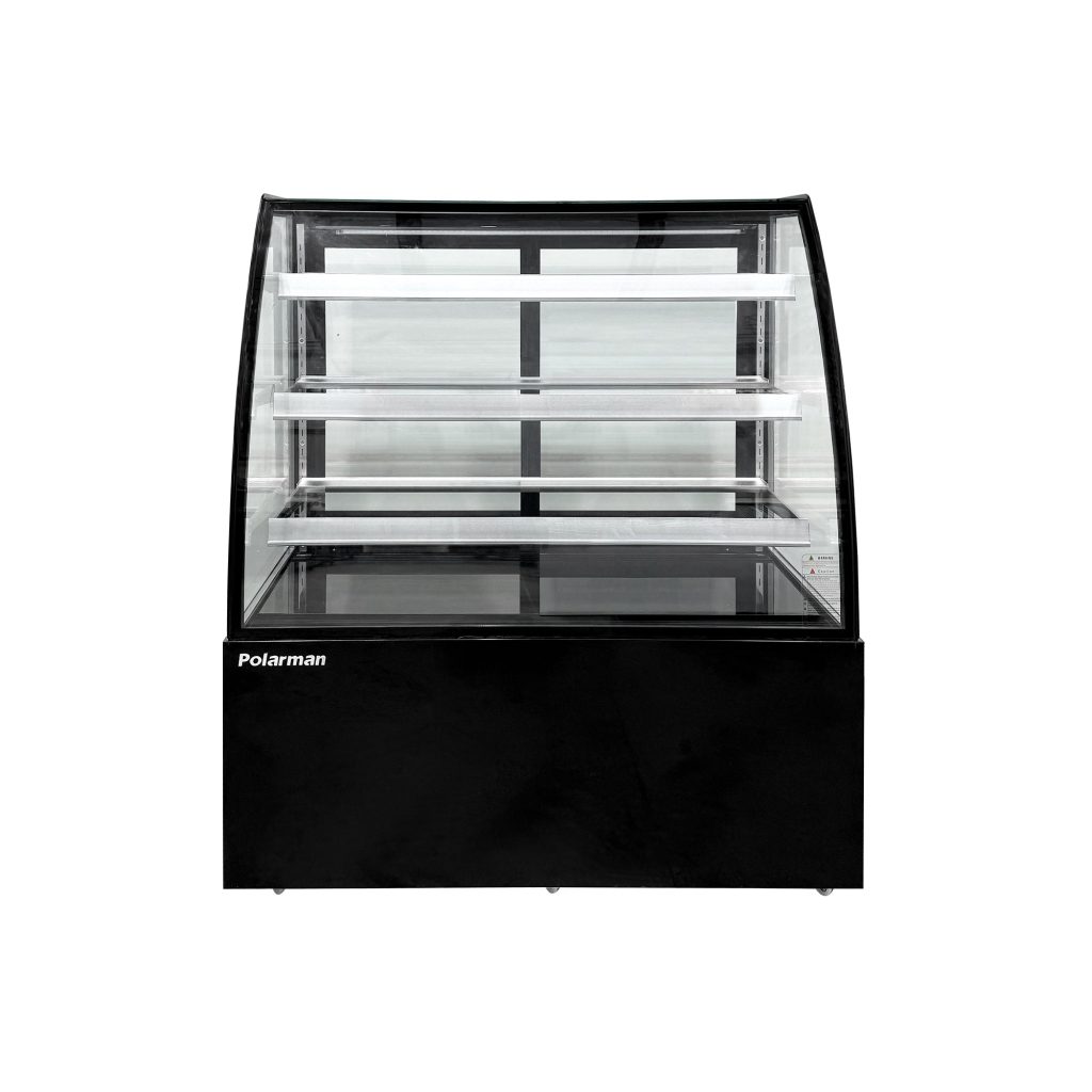 Polarman PLM-371AB 48″ Black 3-Shelf Curved Glass Refrigerated Bakery Display Case