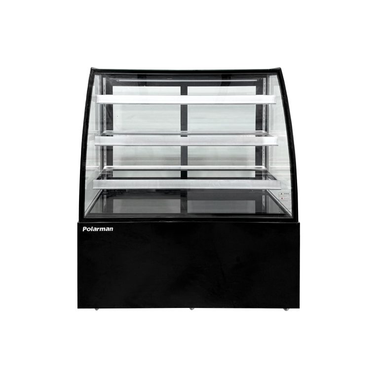 Polarman PLM-371AB 48" Negro 3 Estantes Caseta de Exhibición de Panadería Refrigerada con Vidrio Curvado