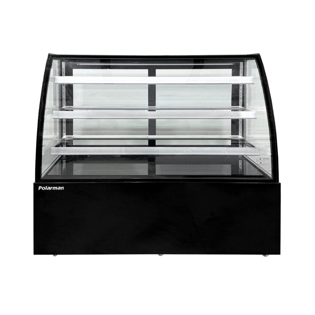 Polarman PLM-471AB 60″ Black 3-Shelf Curved Glass Refrigerated Bakery Display Case