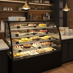 Polarman PLM-471AB 60″ Black 3-Shelf Curved Glass Refrigerated Bakery Display Case