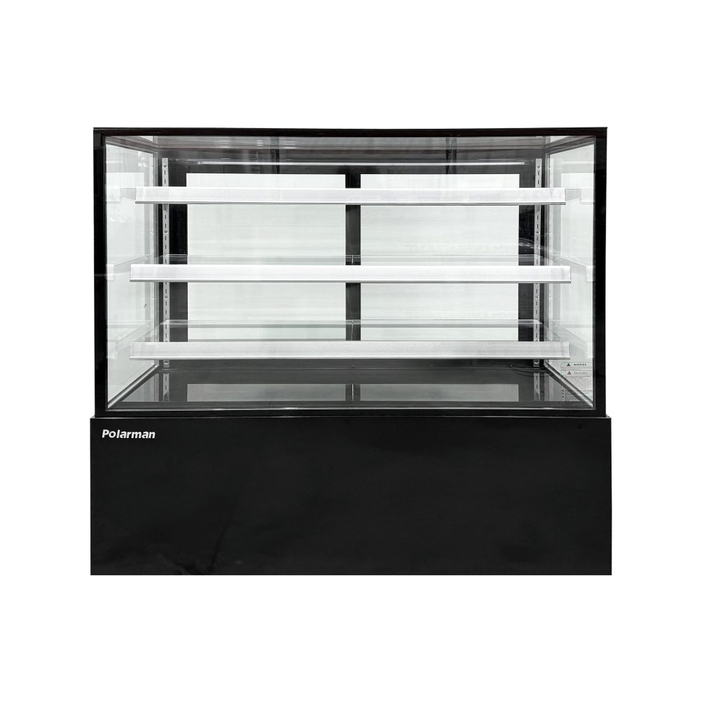 Polarman PLM-471SB 60″ Black 3-Shelf Square Glass  Refrigerated Bakery Display Case