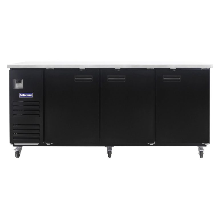 Polarman PLM-BC-4 90 3/8" Frigorífico de Barra Trasera con 3 Puertas de Vidrio Batientes, 29.1 pies cúbicos