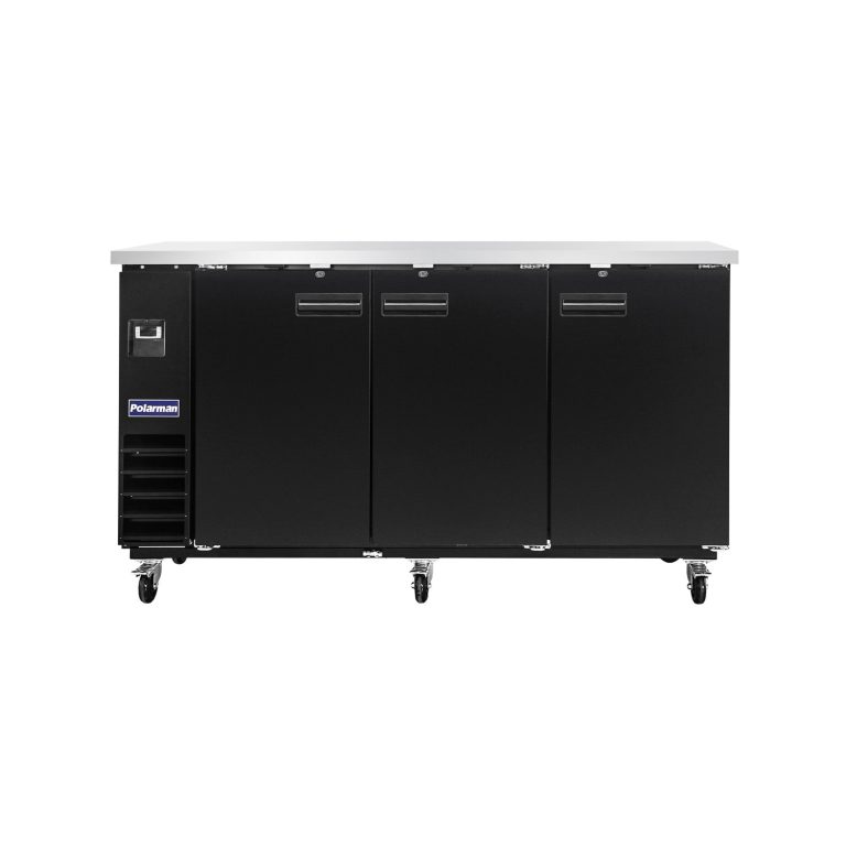 Polarman PLM-BC4-24 Refrescos y Bebidas Refrigeradora de Barra Polarman de 73" con 3 Puertas de Paso Sólidas, 20.8 pies cúbicos