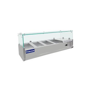 Polarman PLM-PDX-48G 47″ Countertop Refrigerated Topping Rail with Sneeze Guard
