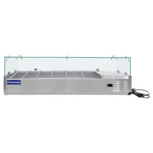 Polarman PLM-PDX-55G 55″ Countertop Refrigerated Topping Rail with Sneeze Guard