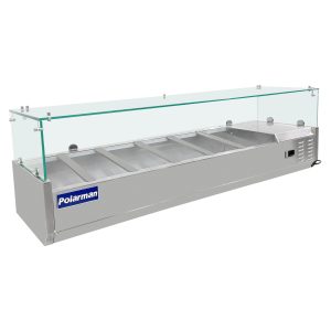Polarman PLM-PDX-55G 55″ Countertop Refrigerated Topping Rail with Sneeze Guard