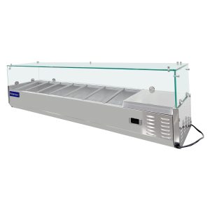 Polarman PLM-PDX-63G 63″ Countertop Refrigerated Topping Rail with Sneeze Guard